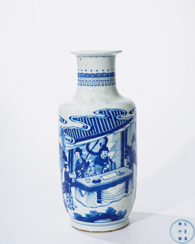 中国骨董　青花人物棒槌瓶　清時代 中国骨董 青花人物棒槌瓶 清時代 Auctions